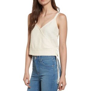 Madewell Ivory Sleeveless Jacquard Side Tie Tank Top. Size Large.